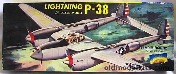 Aurora 1/48 P-38 Lightning - Famous Fighters of All Nations, 99-98 plastic model kit